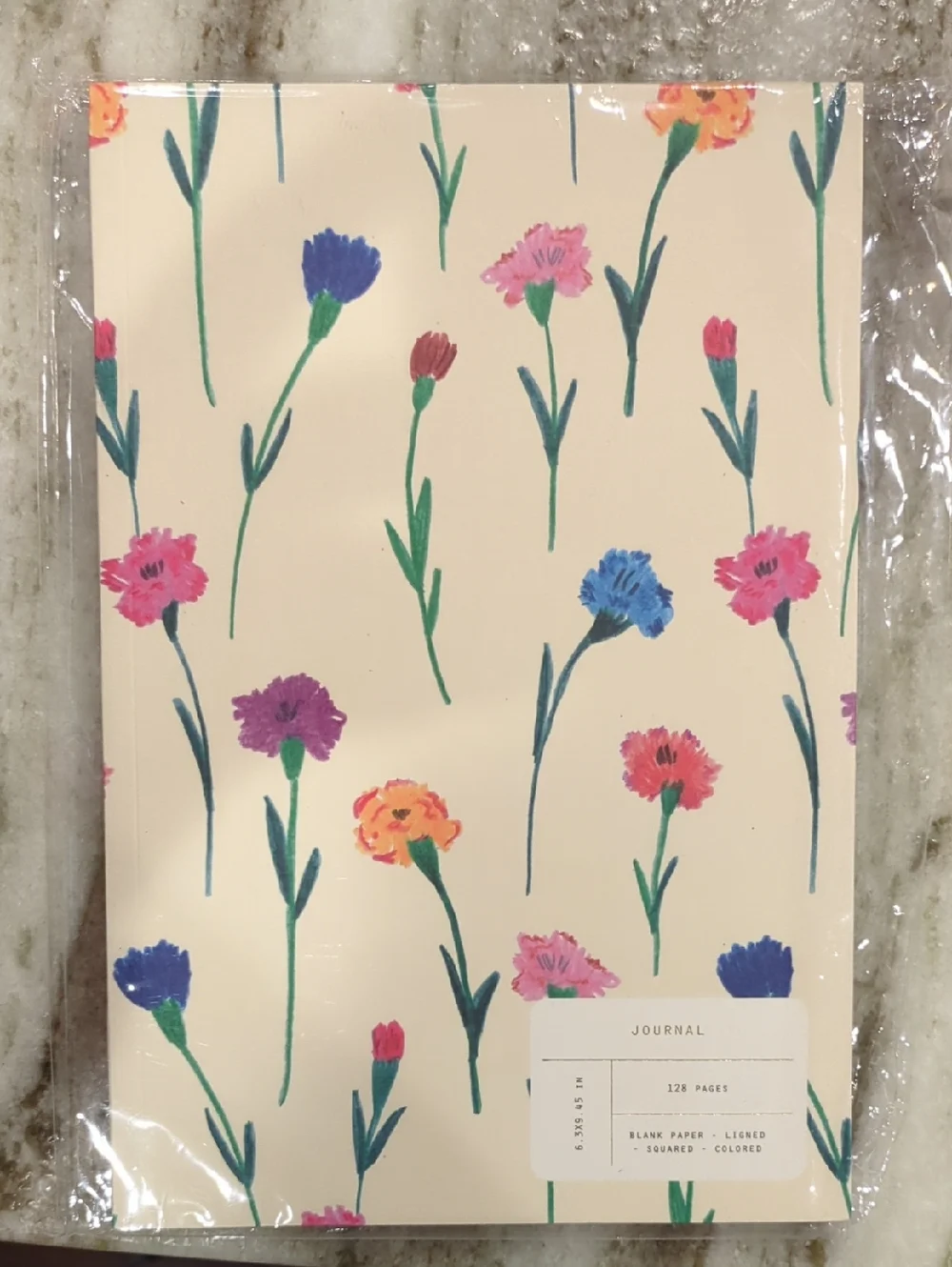 Floral Stem Journal - Cream Background with Multicolor Flowers